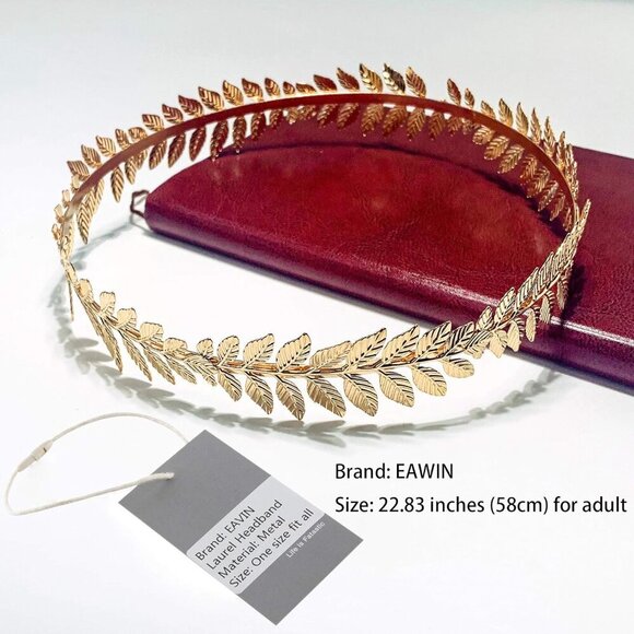 Women\'s Roman Emperor Crown Laurel Wreath Gold Leaf Headband Toga Caesar main image 4